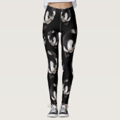 Black White Lemur Pattern Full Print Leggings (Voorkant)