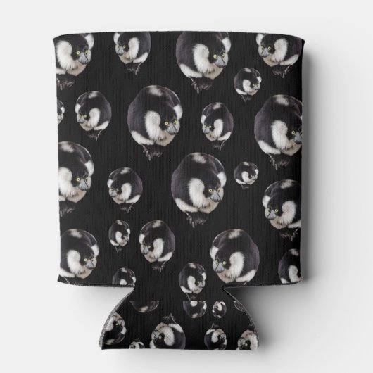 Black White Lemurs Stubby Koelbox Holder Blikjeskoeler (Achterkant)