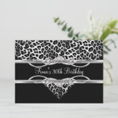 Black White Leopard 30th Birthday Elegant Kaart (Staand voorkant)