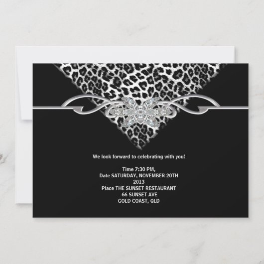 Black White Leopard 30th Diamond Jewel Kaart (Achterkant)