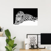Black White Leopard Poster Pop Art Wild Animal (Thuiskantoor)
