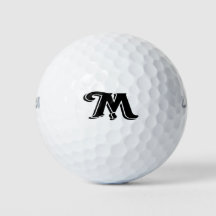 Black White  Letter M Monogramed