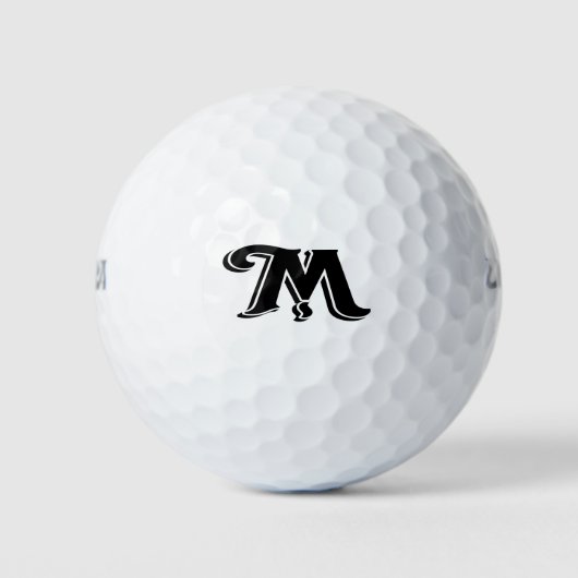 Black White  Letter M Monogramed Golfballen (Voorkant)