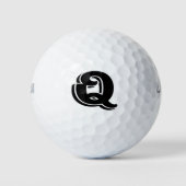 Black White  Letter Q Monogramed Golfballen (Voorkant)