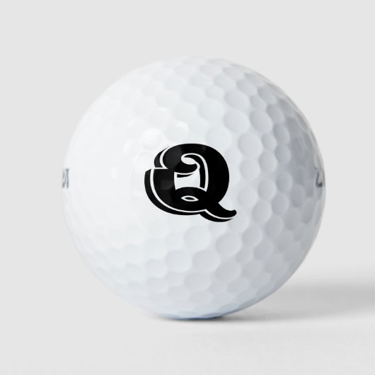 Black White Letter Q Monogramed Golfballen (Voorkant)