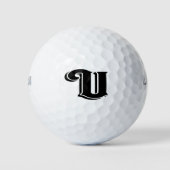 Black White  Letter U Monogramed Golfballen (Voorkant)