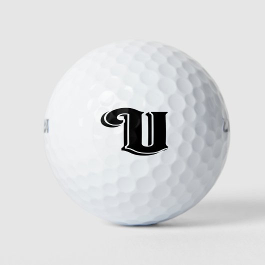 Black White Letter U Monogramed Golfballen (Voorkant)