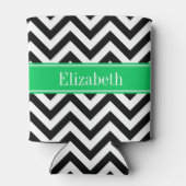 Black White LG Chevron Emerald Name Monogram Blikjeskoeler (Achterkant)