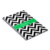Black White LG Chevron Emerald Name Monogram Notitieboek (Rechterzijde)