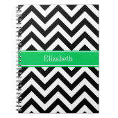 Black White LG Chevron Emerald Name Monogram Notitieboek (Voorkant)