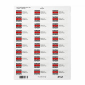 Black White LG Chevron Red Name Monogram Etiket (Full Sheet)