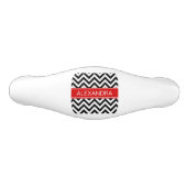 Black White LG Chevron Red Name Monogram Keramische Ladegreep (Voorkant)