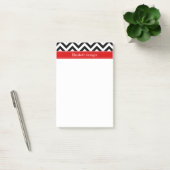 Black White LG Chevron Red Name Monogram Post-it® Notes (Kantoor)
