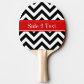 Black White LG Chevron Red Name Monogram Tafeltennisbatje (Achterkant)