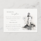 Black & White Lighthouse Kust Huwelijksreceptie Informatiekaartje (Voorkant)