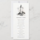 Black & White Lighthouse Sketch Wedding Program Kaart (Achterkant)