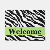 Black White Lime Green Zebra Skin Pattern Welkom Deurmat (Voorkant)