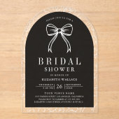 Black White Line Art Coquette Bow Bridal Shower Acryl Uitnodigingen (Voorkant)