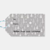 Black & White Line Art Kerstbomen & Ornamenten Cadeaulabel (Achterkant Horizontaal)