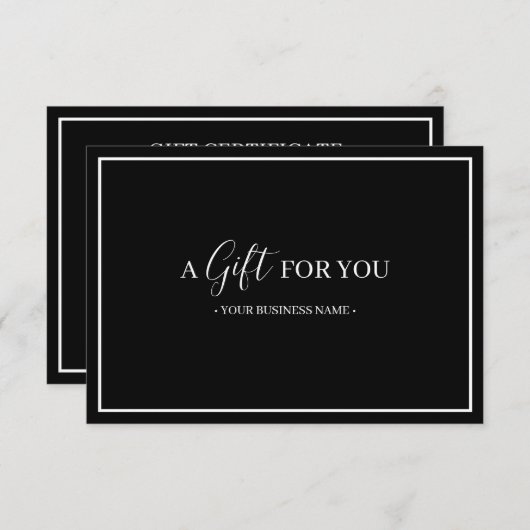 Black White Line Lijst Gepersonaliseerd Cadeaubon (Voorkant / Achterkant)