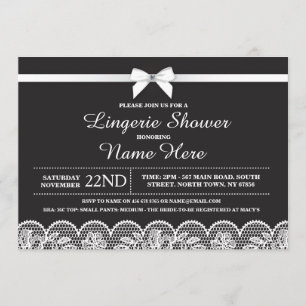 Black White Lingerie Vrijgezellenfeest Lace Invita Kaart