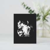 Black White Lion - Animal Pop Art Briefkaart (Staand voorkant)