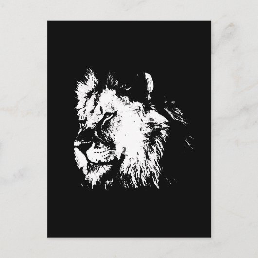 Black White Lion - Animal Pop Art Briefkaart (Voorkant)