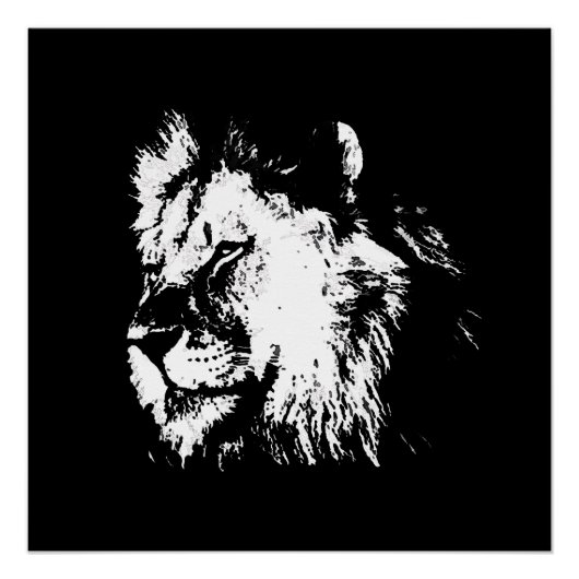 Black White Lion - Animal Pop Art Perfect Poster (Voorkant)