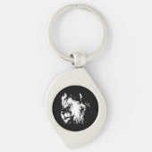 Black White Lion - Animal Pop Art Sleutelhanger (Voorkant)