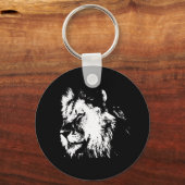 Black White Lion - Animal Pop Art Sleutelhanger (Voorkant)