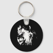 Black White Lion - Animal Pop Art Sleutelhanger (Achterkant)