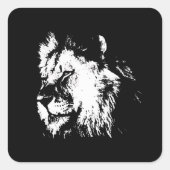 Black White Lion - Animal Pop Art Vierkante Sticker (Voorkant)
