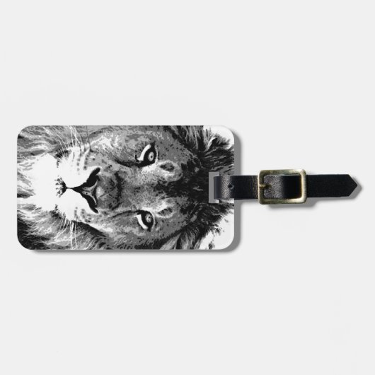 Black & White Lion Bagagelabel (Voorkant horizontaal)