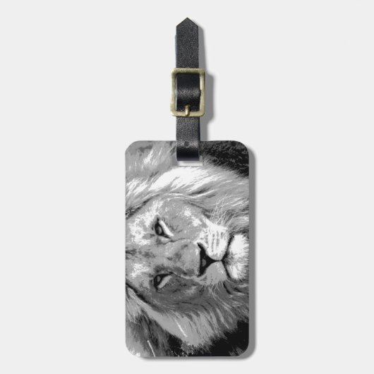 Black White Lion Bagagelabel (Voorkant verticaal)