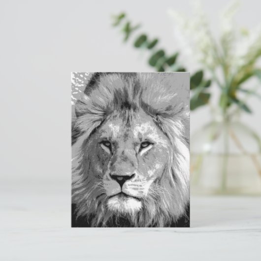 Black White Lion Briefkaart (Staand voorkant)