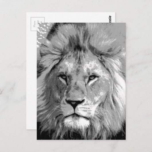Black White Lion Briefkaart (Voorkant / Achterkant)