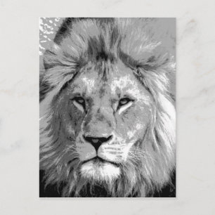 Black White Lion Briefkaart