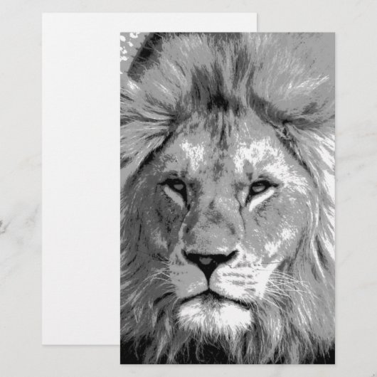 Black White Lion Briefpapier (Voorkant / Achterkant)