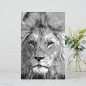 Black White Lion Briefpapier (Staand voorkant)
