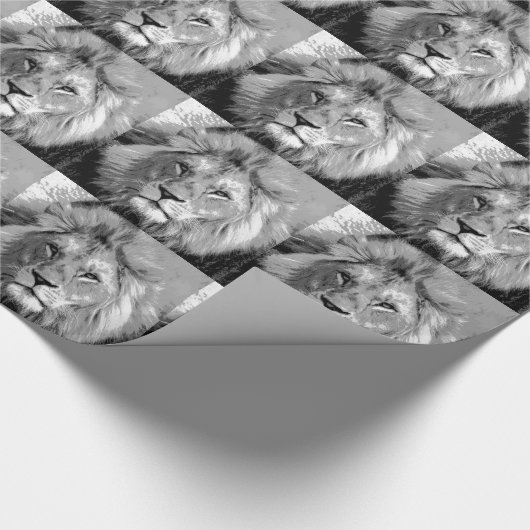 Black White Lion Cadeaupapier (Hoek)