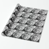 Black White Lion Cadeaupapier (Uitgerold)