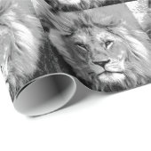 Black White Lion Cadeaupapier (Rol Hoek)