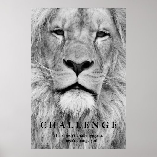 Black White Lion Eyes Challenge Inspirerend Poster (Voorkant)