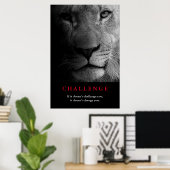 Black White Lion Eyes Motivatie Challenote Poster (Thuiskantoor)