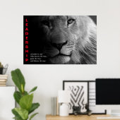 Black White Lion Eyes Motivatie leiderschap Poster (Thuiskantoor)