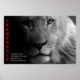 Black White Lion Eyes Motivatie leiderschap Poster