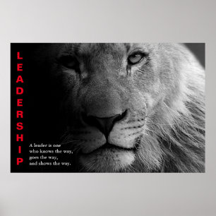 Black White Lion Eyes Motivatie leiderschap Poster