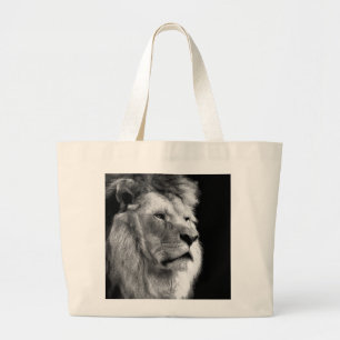 Black White Lion Grote Tote Bag