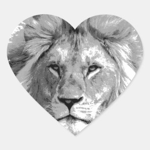 Black White Lion Hart Sticker