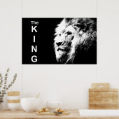 Black & White Lion Head Moderne Pop Art Sjabloon Poster (Keuken)